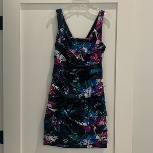 Navy floral ruched Express dress size 0.